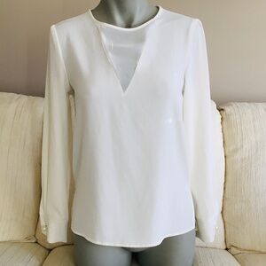 Zara Flowy White Blouse Long Sleeve XS